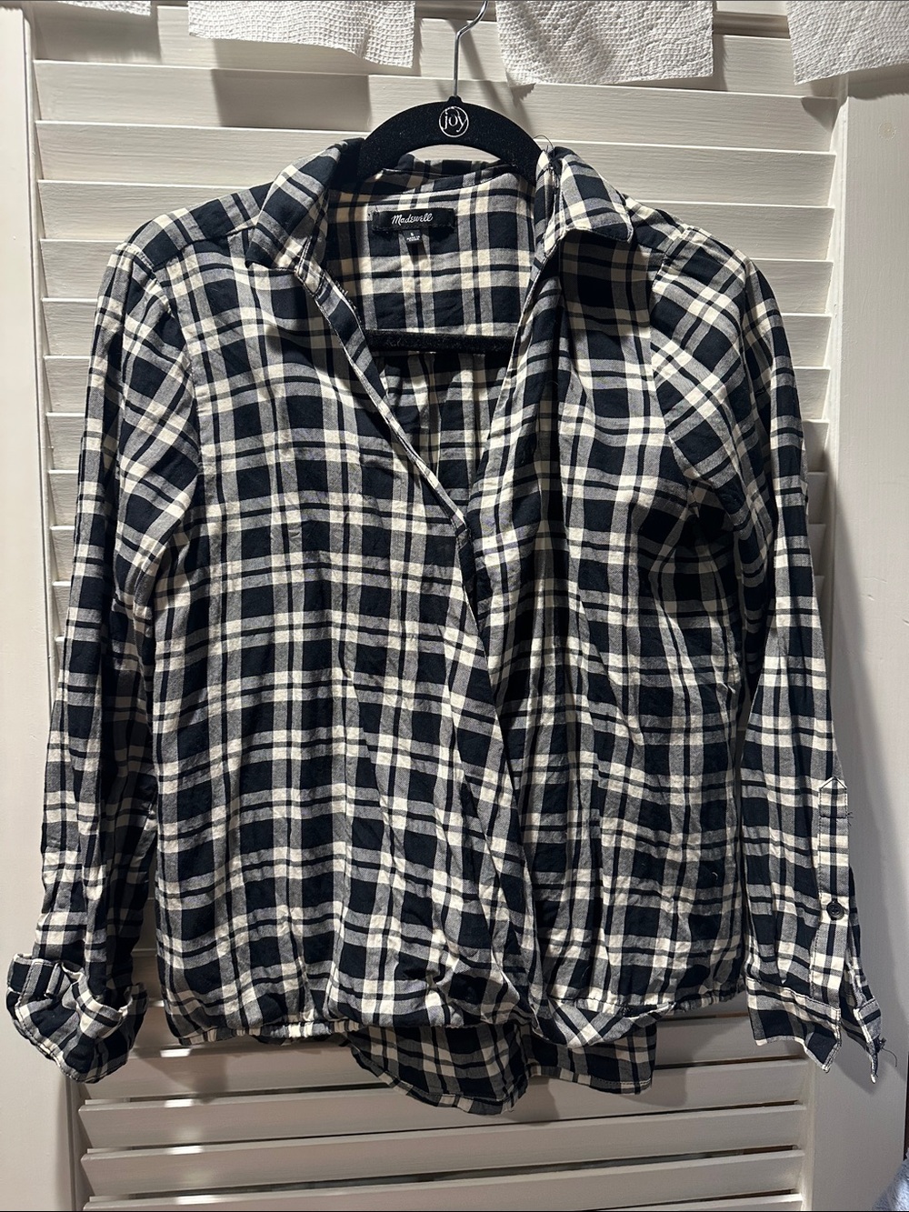 Madewell Black and White Plaid Button-Down Shirt